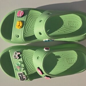 CROCS Light Green Crush Platform Sandals